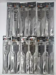 12x Black & Decker Wood Boring Spade Drill Bits 1-3/8" 1-1/4" 1-1/2" 7/16" 5/16"