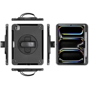 USP Rugged Apple iPad Pro M4 (11') (5th Gen) Case Black - Built-in-Kickstand, Adjustable Hand Strap, Shoulder Strap, Pen Holder,DropProof, ShockProof HDIPADPRO11