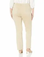 NYDJ Women's Marilyn Straight Leg Pants 26W Straw Plus Size Jeans Khaki $119 S1