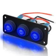 3 Gang 12V 20 Amp Toggle Rocker Switch Panel LED Breaker Waterproof Widely Fi...