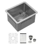 Logmey Undermount Bar Sink 13" 16-Gauge Stainless Steel Single Bowl w/ Accessory