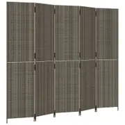 vidaXL Room Divider with 5 Panels Privacy Decorative Screen Grey Poly Rattan