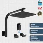 Decaura 8" Rain Shower Head Set Black Square Gooseneck Arm Shower Mixer Taps