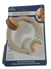 Itzy Ritzy Silicone Teether with Rattle; Features Rattle Sound, Two Silicone Rin