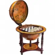 Kassel 13 in. Diameter Globe with 57 Pieces Chess and Checkers Set