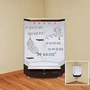 Deckrate Wooden Corner mandir, Corner White LED Light Temple for Home and Office | Corner Puja Mandir |Wall Hanging Corner Mandir(DESIGN 41) (48 X 16 X 34 INCH)