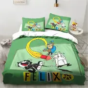 v2465 Bed Sheets Cute F-Felix Cat Cartoon Bedding Set,Duvet Cover Comforter Bed Set Quilt Cover Pillowcase,King Queen Twin Size Boys Girls Adults 3-Pi