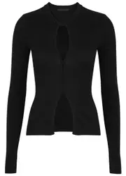 Helmut Lang Cut-out Ribbed Cotton top - Black - S (UK8-10 / S) S (UK8-10 / S)