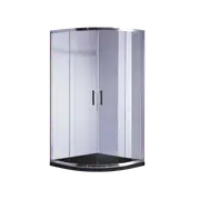 100 x 100cm Chrome Rounded Sliding 6mm Curved Shower Screen with Black Base