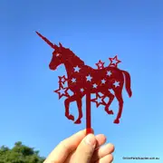 Acrylic Red Glitter Silhouette Unicorn Cake Topper