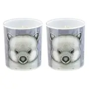 2PK LMD Dots By Donna Walter The Wombat Glass Candle 45hr Burn Time Decor Grey