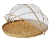 Davis & Waddell Food Serving Tent Basket Bug-Proof Mesh Cover Bamboo Tray 42cm