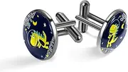 [Generic] Men's Cufflinks, Space Dinosaur Adventure Cuff Links for Men, Classic Cufflinks Black for Suit Shirt Wedding Business Birthday Jewelry Gift