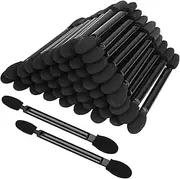 KALIONE 50 PCS Disposable Dual Sides Eyeshadow Applicators, Double Head Eye Shadow Brushes Makeup Applicator Eye Shadow Applicator Sticks (Black)