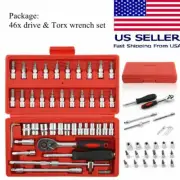 46PCS Socket Spanner Tool Kit Ratchet Wrench Set Car Repair Tool with Case Box