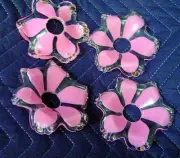4 - PINK LUCITE CHANDELIER 4 1/2" BOBECHES 1" HOLE 6 GOLD PINS