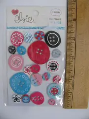 Elsie CHIPBOARD BUTTONS Roxie 21 Pieces NOS