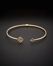 14K Italian Gold Clover Bangle Bracelet