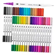 Dual Brush Marker Pens for Coloring Books, Fine Tip Coloring Marker & Brush