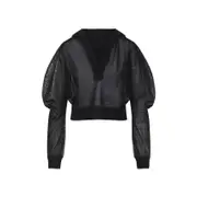 [AlaÏA] AlaÏA-Black Linen Long Sleeves Hooded Top-Donna 38 FR