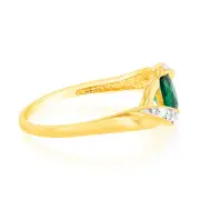 Created Emerald Cubic Zirconia Ring in 9ct Yellow Gold, M
