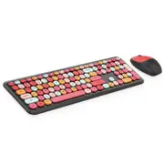 Catzon Wireless Keyboard and Mouse Combo 2.4GHz Full-Size Compact with Numeric Keypad for Laptop/PC - Round Keycaps (Black)