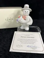 LENOX FIGURINE HARVEST SNOWMAN TWELVE MONTHS OF SNOWMEN SERIES 3.75" COA