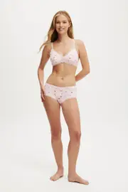 [Body] Body - Organic Cotton Lace Boyshort Brief - Fruity berry blushing bride XS FRUITY BERRY BLUSHING BRIDE
