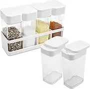 4 Pack Spice Shaker Set, Plastic Spice Shaker with Lid, Portable Seasoning Containers, Mini Salt and Pepper Shakers Kit, Small Spice Box for Kitchen Travel Camping Home Cooking BBQ (4*Spice Shaker)
