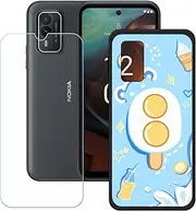 [LCEHTOGYE] Case for Nokia XR21 + Tempered Glass Screen Protector, Slim Black Shock-Absorption Soft TPU Bumper Protective Phone Case Cover for Nokia XR21 (6,49") - KE141