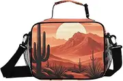 Landscape Westen Cactus Insulated Lunch Box for Women Men - Ideal for Work, Picnics - Includes Adjustable Shoulder Strap
