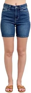 [Judy Blue] Judy Bllue Women's High Waist Bermudas Shorts W/Back Flap Pockets Plus Size