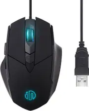 INPHIC Wired Computer Mouse Black Large USB Desktop Game Mice for Mac,DELL,HP PC/Laptop with Windows/XP Vista/, 6 Buttons 4 Adjustable DPI Levels, Breathing LED Light