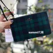 Sammi美國代購—Coach 綠色格子 防刮皮革 單層手拿包