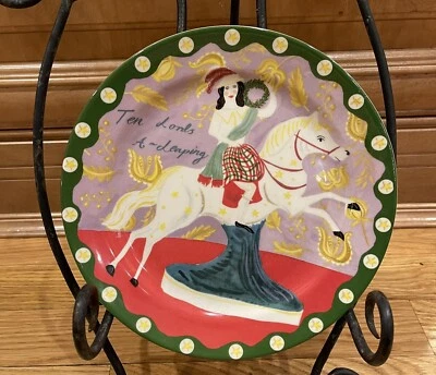 Anthropologie Twelve 12 Days Christmas Emily Maude Plate 10 Lords A-Leaping