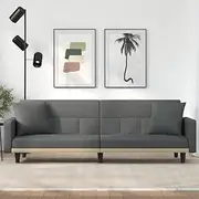 Sofa Bed with Cushions, Dark Grey Fabric Convertible Couch, Comfortable and Modern Living Room Furniture, 220 x 89 x 70 cm, Sturdy Plywood Frame