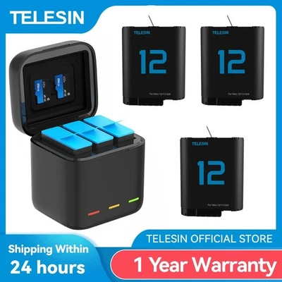 3 Channel Storage Battery Fast Charger Box For GoPro HERO 12 11 10 9 Black