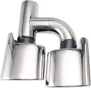 1 PCS Universal Car Exhaust Tip 57mm Muffler Tailpipe Oval Double Exhaust Tip Stainless Steel(EJ30213g-L-AG)