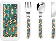 Many Animals Sea Turtles 3 Piece Set For Camping Stainless Steel Flatware, Spoon, Fork, Knife, Ideal For Outdoor