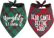 JPB Dog Christmas Bandanas Plaid Reversible Triangle Bibs Scarf Accessories for Dogs Cats