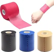 [OBTANIM] 4 Rolls Foam Underwrap Bandage Pre-Wrap Sports Tape for Athletic Elbow Knees Ankles, Latex Free (Skin Color, Black, Blue, Red)