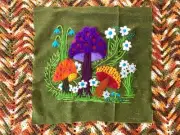 Vintage Mushroom Crewel embroidery