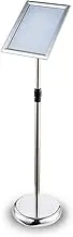 Spiral Style Adjustable Sign Holder Stand With Base,A4 Sign Stand, 8.5 X 11 Inch Vertical And Horizontal View Sign Displayed,Snap Open Frame For School Store Business Show black
