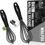 Walfos Whisk 5+7Inch Mini Whisk,Silicone Whisks Non Scratch Heat Resistant (480°