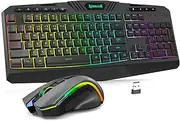Redragon S101-PKS Gaming Keyboard and Mouse Wireless with Tri-Mode, RGB Keyboard and 4800 DPI Gaming Mouse, 10 Independent Multimedia Keys for Wins, PC, Computer, Wireless S101 Ideal for Gamer