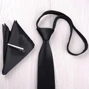 Set: Pre-Tied Tie + Tie Clip + Pocket Square Gradient - Dark Blue - One Size