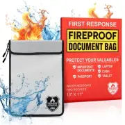 Fireproof Document Bag with Zipper Fire and Waterproof Document Storage Firep...