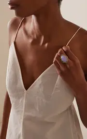 [Sylva & Cie] Flora 18K Yellow Gold Chalcedony, Diamond Ring