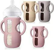Juome Silicone Sleeves with Handles for Avent Natural Glass Baby Bottles - 3 Pack Anti Breakage Baby Bottle Holder for Philips Avent Glass Baby Bottle, Compatible with Phillips Avent Bottles 8 oz