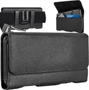 Mopaclle Nylon Holster Case for Galaxy S23/S24 Ultra, S22 Ultra, Note 20/8/9 - Belt Clip Case, Galaxy A13/A14/A03/A04s/A53/A54 Cell Phone Pouch - Black - XL
